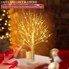 クリスマスツリー シラカバの木 光る LEDライト イルミネーション　北欧 LEDライト付き卓上シラカバ木 白樺木 60cm 144 LEDツリーランプ