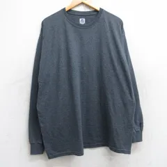 XL/古着 ラッセル 長袖 Tシャツ メンズ 無地 大きいサイズ クルーネック 濃グレー 霜降り 25aug28 中古のサムネイル