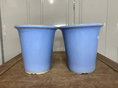 植木鉢　蘭鉢　2点セット　青　水色　釉　洋ラン　胡蝶蘭　寄せ植え　観葉植物　多肉植物　山野草　花　雑木　サボテン　盆栽　鉢　盆栽鉢