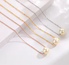 【金アレになりにくいサージカルステンレス】　かわいい 1粒   パール   ネックレス　お出かけ　シンプル　上品　金属アレルギー対応　ゴールド（gold）　ピンクゴールド（pinkgold）　シルバー（silver）