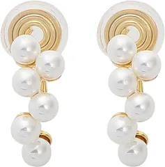 AXLUCE パール イヤリング レディース フェイクピアス(ゴールド＆パールホワイト)