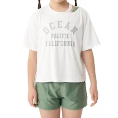 新品[オーシャンパシフィック] キッズ水着3点セット Tシャツ ブラトップ キュロットパンツ 564808 オフホワイト 150