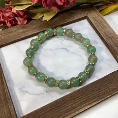 アベンチュリン パワーストーン ブレスレット 天然 10mm （ゴールド）メンズ・レディース　男性・女性　数珠ブレス　開運 [25]