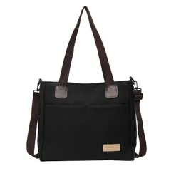 [FairyPomu] ショルダーバッグ トートバッグ 斜めがけバッグ 肩掛けバッグ 帆布 A4 キャンバスバッグ レディース メンズ (ブラック) [ブラック]