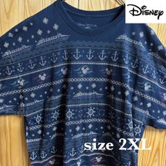 【古着】Disney(ディズニー)半袖Tシャツ 2XL ネイビー USA製 ヴィンテージ アメリカ古着 ミッキー柄