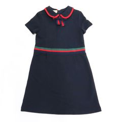 GUCCI ネイビー 半袖ワンピースSIZE 10 - メルカリ