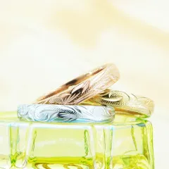 ハワイアンジュエリー ステンレス 3.6mm幅リング イエローゴールド シルバー ピンクゴールド ペアリング 結婚指輪