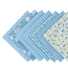 【迅速発送】サムコス 7枚図案セット 生地 布 50*50cm 花柄 パッチワーク布 カットクロス 綿 DIY手芸用 ハンドメイド 小花 はぎれ 花 縫う手作り パッチワー 室内装飾 (ブルー)