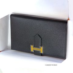 HERMES ベアンコンパクト 財布 Bearn compact 黒xG金具