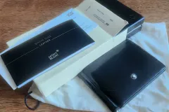 Vintage Montblanc Mont Blanc Black Leather Trifold Checkbook