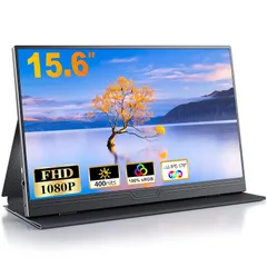 【2024新型】モバイルモニター 15.6インチ モバイルディスプレイ ポータブルモニター ゲームモニタ スイッチ用モニター1920x1080P FHD モニター 持ち運び 高輝度400Nits 非光沢IPSパネル 100%広色域 HDRモード対応 Typ 0のサムネイル