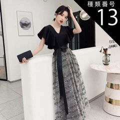 종류 13:흰색 미들 길이/2XL 이브닝 드레스 프렌치 드레스 원피스 롱 스커트 원피드 드레스 롱 미들 길이 반소매 플레어 슬리브 V넥 A라인 리본