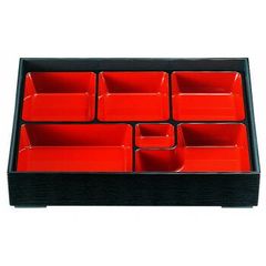 松花堂弁当箱 仕切り 蓋付き 黒赤 - メルカリ