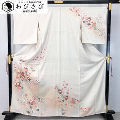 訪問着 美しい花模様 梅 菊 友禅 金彩 乳白色 K-4778 訪問着 美しい花模様 梅 菊 友禅 金彩 乳白色 K-4778 - メルカリ