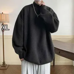 [XL]秋冬 コーデ メンズ  服 シンプル ファッション オシャレ 大人 かっこいい 大きいサイズ ストリート 紳士服  黒 ミッド カラー セーター ハーフ タートルネック セーター レトロ シャツ