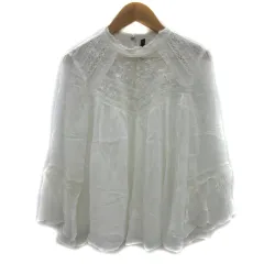 ザラ トラファルック ZARA Trafaluc ブラウス カットソー 八分袖 ラウンドネック 刺繍 レース フリル XS 白 ホワイト /YS12
