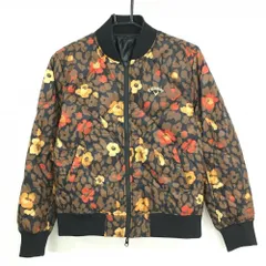 キャロウェイ リバーシブルダウンジャケット 黒×ブラウン レオパード 花 総柄 裏無地  レディース L ゴルフウェア Callaway