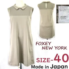日本製★フォクシー/FOXEY NEW YORK★春夏/ノースリーブワンピース【40/L/ベージュ/グレー/ミニ丈-膝丈】Dress/正規代理店タグ/Made in Japan◆cBH612<sale>