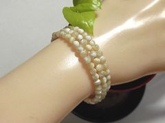 天然石 マザーオフーパール形状記憶ブレスレット・アンクレット  　　250720236