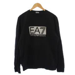 エンポリオアルマーニ EMPORIO ARMANI EA7 Tシャツ カットソー 長袖 クルーネック ロゴ プリント L 黒 /BM