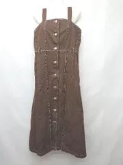 ◇ Θ CIAOPANIC 切替　デニム　プリーツ 膝下 ジャンパー　スカート　ジャンスカ サイズF ブラウン レディース P  【1410160009154】