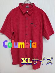 Columbia　コロンビア　赤　半袖シャツ　XL　90年代～　モダール(レーヨン素材の一種)53％　ポリエステル47％　着丈81.5ｃｍ　身幅64.5ｃｍ　肩幅55.5ｃｍ　袖丈24ｃｍ