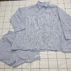 ◇ ⊂ エムライン - 模様入り - 長袖シャツ ショートパンツ サイズF ライトブルー系 レディース E  【1508060022134】