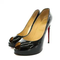 クリスチャンルブタン Christian louboutin ニューベリープライブ120パテント NEW VERY PRIVE 120 PATENT パンプス オープントゥ ピンヒール エナメル 37.5 24.5cm 黒 ブラック 1150600 ●D