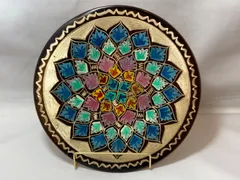 トルコ　幾何学模様　手描き金属製壁掛けトレイ