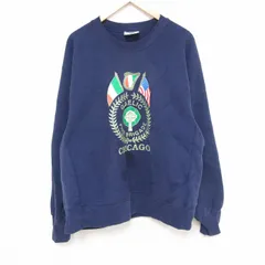 XL/古着 リー Lee 長袖 スウェット メンズ 00s シカゴ 星条旗 大きいサイズ クルーネック 紺 ネイビー 24aug29 中古 スエット トレーナー 