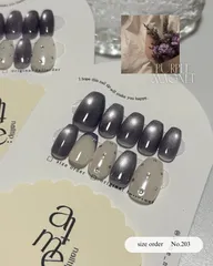 【sizeorder】No.203 パープルマグネットネイル オーダー フラッシュラメ ドット フレンチ