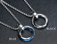【2個セット】ステンレス 3連リング ネックレス メンズ レディース 男女兼用