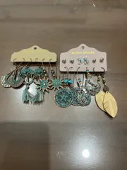 ターコイズ＆ゴールド ピアスセット No.11.12