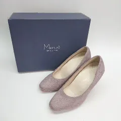 ◇ ◎ menue メヌエ スクエアトゥ 起毛 ヒール シンプル オシャレ 綺麗め パンプス サイズ21.5 パープル レディース E  【1307210020064】