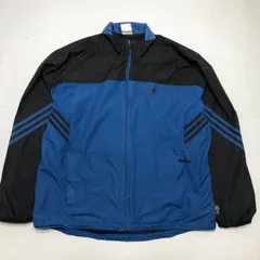 adidas 00's アディダス ナイロンジャケット ブルゾン ウィンドブレーカー  スリーライン ロゴ刺繍 メッシュライナー ドローコード マレーシア製 メンズL 2000年代 ネイビー/ブル
