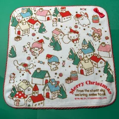 シナモン　ポムポムプリン　マイメロディー　ハローキティ　キキララ　サンリオ　ハンドタオル　ランチ　レジャー　リトルツインスターズ　クリスマス柄　サンタ