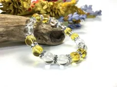 シトリン&水晶 パワーストーン ブレスレット 天然石 10mm  （シルバー）メンズ・レディース 男性・女性 数珠ブレス 開運  [3]