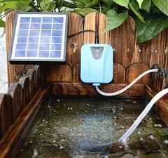 ソーラーポンプ エアポンプ 酸素ポンプ ソーラー充電式 屋外 ソーラー 吐出量毎分2L 水槽 釣り池 水族館 静音 電源不要のサムネイル