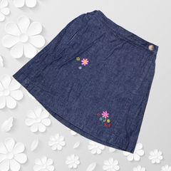 ⭐️MiKi HOUSE⭐️ミキハウス 可愛い デニム 巻きスカート花刺繍 110cm
