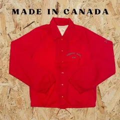 【カナダ製】80～90s　sexton　コーチジャケット　ナイロンジャケット　赤　レッド　バック刺繍　ヴィンテージ　ビンテージ　古着