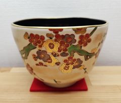 宮地英香作 紅白梅茶碗 金彩 抹茶碗 共箱 - メルカリ