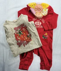 【まとめ売り 女の子】ウィルメリー Will Mery 丸高衣料 カバーオール 長袖 2点セット 80cm ベビー服 中古