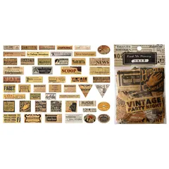 ［ドナリー］おしゃれで可愛い 50種類 コラージュ 素材 100枚セット 大容量 ステッカー フレークシール シール帳 海外 韓国 メモ用紙 ノート素材 日記 切手 (ヴィンテージ) [ヴィンテージ]