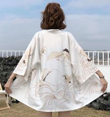 鶴柄　法被　お揃い　カップル　ユニセックス　祭り　羽織