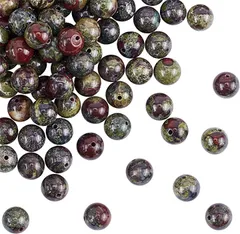 OLYCRAFT 94個 ビーズ ドラゴンブラッドジャスパー 糸通し( ドラゴンブラッドストーン)