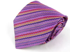 ミッソーニ ブランドネクタイ 総柄 ストライプ シルク イタリア製 美品 メンズ パープル Missoni 【中古】