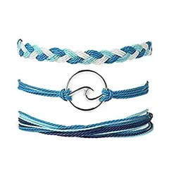 ボヘミアン ウェーブ ブレスレット チャーム ハンドメイド 編み紐 ロープ オーシャンウェーブ Vsco ブレスレット 調節可能 レディース ガールズ