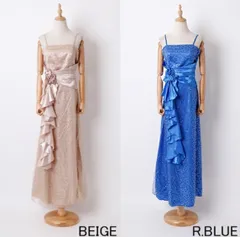 サテン　スパンコール刺繍　Aライン　ロングドレス　２L　サイズ　ブラック ベージュ ロイヤルブルー パープル色