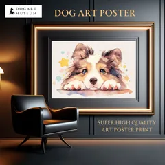【The Starry Dog（星降る犬） - ラフコリー・シェルティーの子犬 No.3】星・スター・かわいい・子犬・アートポスター・犬の絵・犬の絵画・犬のイラスト
