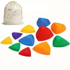 新品 LUDNEE バランスストーン マルチカラー 飛び石 滑り止め付き 幼児 子供 平均台 知育玩具 室内遊具 幼稚園 バランス遊具 屋外 おもちゃ 運動 体幹 トレーニング 運動不足解消 誕生日 ギフト 収納袋付き
